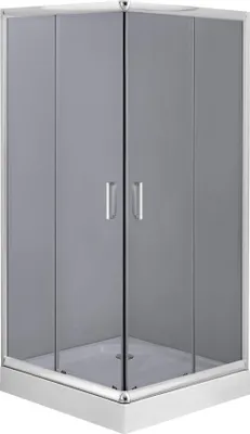 Produktbild von BADLAND SET Duschwanne Oskar + Duschkabine Quadratisch Funkia 90x90 185cm Gehärtetes Grafit Glas | Ablaufgarnitur und Füße Gratis