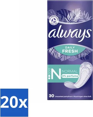 Image de Always Daily Fresh - Protège-slips - Normal - Non parfumé - 30 Protège-slips - Pack avantage - 20 pièces