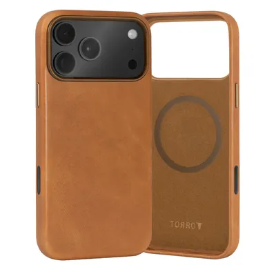 Produktbild von TORRO iPhone 17 Pro Max Leder-Bumperhülle (MagSafe-kompatibel) - Hellbraun