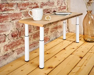 Produktbild von Tischbein rund Ø30 mm höhenverstellbar 300-500 mm weiß