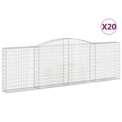 Produktbild von Gabionen mit Hochbogen 20Stk. 400x30x120/140cm Verzinktes Eisen