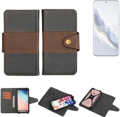 Produktbild von K-S-Trade Handyhülle Schutzhülle Hülle Bookstyle Wallet-Case kompatibel mit Honor Magic6 Bumper Rundumschutz schwarz-braun 1x