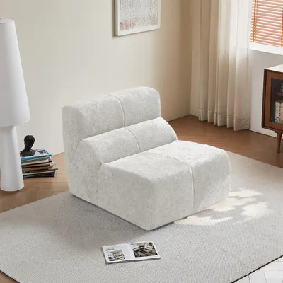 Produktbild von okwish Einzel Sofa ohne Armlehnen, Sofastuhl Platzsparendes, Lazy Sofa für kleine Wohnungen,Weiß