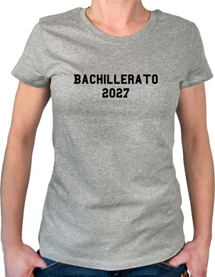 Produktbild von Huuraa Damen T-Shirt Bachillerato 2027 Abschluss Spanien L Sport Grey Bio Baumwolle Fairtrade Damenshirt Geschenkidee