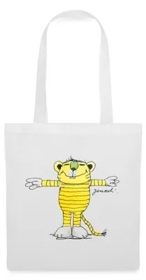 Produktbild von Spreadshirt Janosch Tiger Pose Stoffbeutel, One size, Weiß