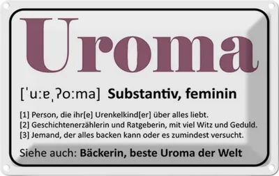 Produktbild von vianmo Blechschild 20x30 cm Beruf Arbeit Uroma Bäckerin beste Uroma Welt