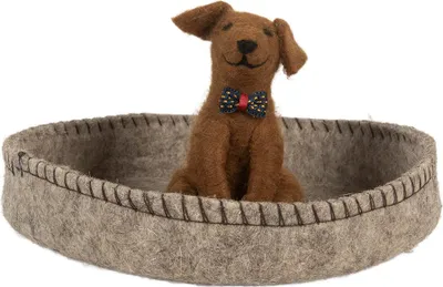 Produktbild von Clayre & Eef Dekoration Schale Ø 19x10 cm Grau Filz Hund