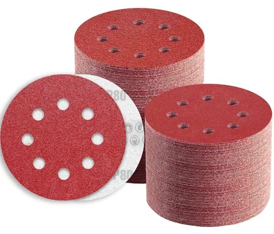 Productafbeelding van Schuurpapier 125mm met klittenband, korrelgrootte 80, 8 gaten, 80 stuks, geschikt voor excenterschuurmachines