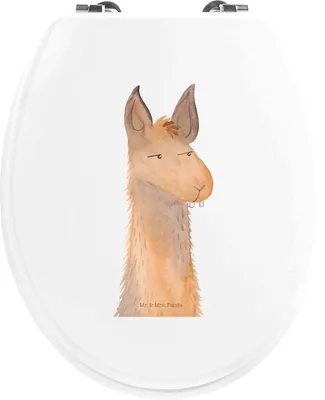 Produktbild von Mr. & Mrs. Panda klo deckel Lamakopf Genervt - Weiß - Geschenk, WC Brille, WC-Sitz, Freundin, Klo-Deckel, Lamas, Chef, Toiletten-Sitz, Lama, Azubi, Toilettendeckel
