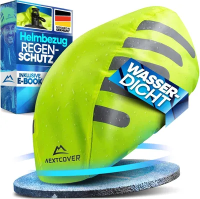 Produktbild von Nextcover® Universal Fahrradhelm Regenschutz I 100% Wind- & Wasserdichter Helmbezug I Reflektierende Fahrrad Regenhaube für alle Helme I Helm Überzug