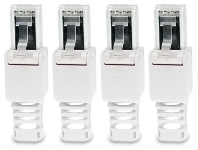 Produktbild von Netzwerkstecker Cat 6a RJ45 Stecker 4x Steckverbinder werkzeuglos Zugentlastung