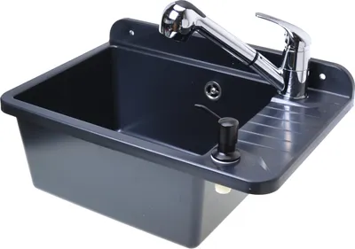 Immagine prodotto di Lavello 505 mm Lavello con miscelatore monocomando estraibile Granito Nero