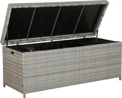 Produktbild von BELIANI Úložný box šedý ratan zahradní terasa 158x63 cm