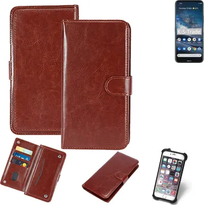 Produktbild von K-S-Trade 360° Hülle kompatibel mit Nokia 8.3 5G braun Kunstleder Case BookCase WalletCase Kunstlederederhülle Handyhülle, Rundumschutz Bumper