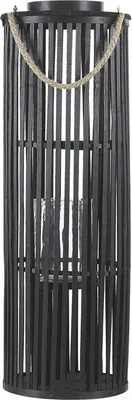 Produktbild von BELIANI Laterne Weidenholz/Glas für Indoor und Outdoor Schwarz Höhe 80 cm Garten Gartenaccessorie für indoor und Outdoor
