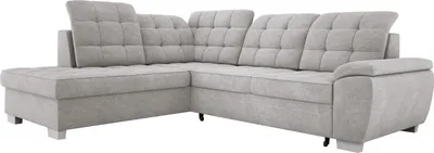 Produktbild von Geräumiges Ecksofa LOTTA In Pflegeleichtem Veloursstoff, Maße 258x212cm, Optimal Für Familien, Mit Praktischem Bettkasten Und Modernem Design Anordnung der Möbel Linksseitig Farbe: HELL