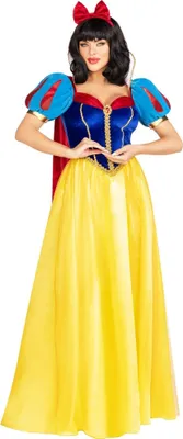 A woman wearing a Snow White costume.