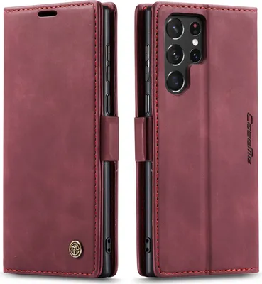 Image de Etui pour Samsung Galaxy S23 Ultra, étui rétro en cuirPolyuréthaneavec fonction stand rouge