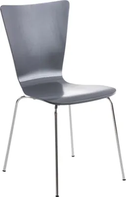 Produktbild von CLP Besucherstuhl Aaron mit ergonomisch geformten Holzsitz und Metallgestell grau