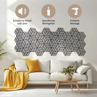 Produktbild von Homestyle4u Wandpaneel je 26x30 8er Set Akustikpaneele Grau Holz Schallschutz