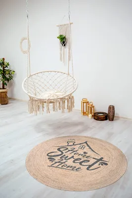 Image de Tapis rond fait à la main en coton recyclé, diamètre 120 cm
