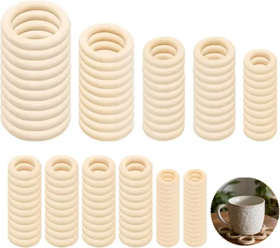 Imagen del producto de Aros de madera, 120 unidades, sin tratar, para manualidades creativas