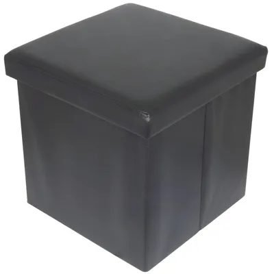 Obrázok produktu pre Monopol Kožený taburet s úložným priestorom 38 x 38 cm čierna