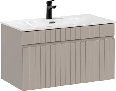 Produktbild von Waschtisch 81 cm Keramik Waschbecken IRAKLIO-56-CASHMERE Kaschmir B/H/T ca. 81/49/46 cm