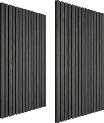 Obrázek produktu pro Akustické panely tectake® Sonic Wall v provedení dřevo, dub černý, rozměry 60 x 120 x 2,1 cm, velikost flexibilně přizpůsobitelná