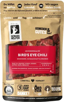 Produktbild von Birds Eye Chili, ganz, sehr scharf, Chilischoten getrocknet, 10 x 50g