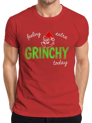 Zdjęcie produktu dla dziś czuje się wyjątkowo GRINCHY świąteczna koszulka męska Grinch śmieszny sarkastyczny, czerwony, XL