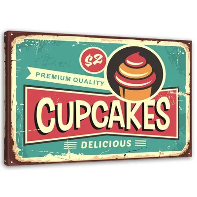 Produktbild von Leinwandbild muffin-schild 90x60 cm Feeby rot wandbild bereit zum aufhängen