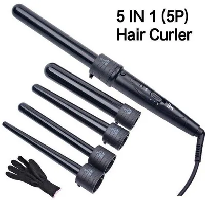 Immagine prodotto di Set 5 in 1 per lo styling e la cura dei capelli con pinza intercambiabile a 3 punte