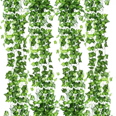 Image de Guirlande de lierre artificielle, 24 éléments, guirlande de lierre de 51 mètres de long pour le bureau, la cuisine, le jardin, une fête ou comme décoration murale.