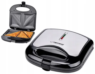 Esperanza Asiago Sandwichmaker 1000 W mit Antihaftplatten, silbergrau