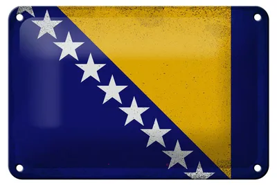 Produktbild von Blechschild Flagge Bosnien und Herzegowina 18x12cm Vintage