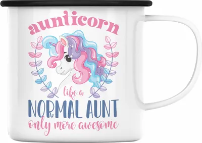 Produktbild von Trendation - Aunitcorn Emaille Tasse Geschenk für Beste Tante Emaille Emaille Tasse Geschenkidee Tante Geburtstag Lustig (Schwarz)