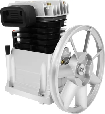 Immagine prodotto di Compressore d'aria - Testata pompa con 2 cilindri - 420 l/min - 8 bar - Lubrificazione a olio con puleggia - Sostituzione per motore da 3 HP - Grigio