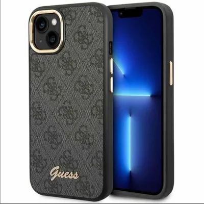 Produktbild von Guess 4G Vintage Gold Logo Hülle Case für Apple iPhone 14 Schwarz