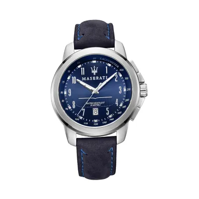 Image de Maserati cuir montre-bracelet analogique Successo Sport hommes bleu D2UMAR8851121003