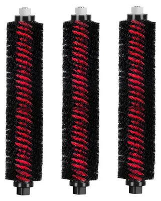 Three cleaning brushes for a robot vacuum cleaner are displayed side-by-side against a white background.