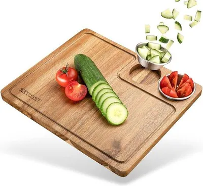 Produktbild von Holzservierbrett mit Auffangschale und Schneidebrett