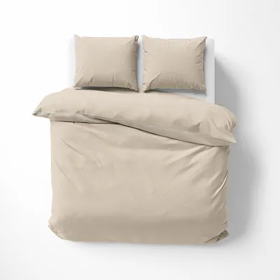 Produktbild von Bettwäsche, Baumwoll-Makosatin, einfarbig 200x220 Sandbeige