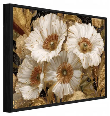 Produktbild von Bilder mit Rahmen Blumen Glamour Abstrakt - 90x60 cm - Wandbilder Wohnzimmer Schlafzimmer - Leinwand Bilder mit Rahmen Braun - PPR16590O22