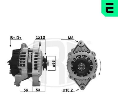 Produktbild von ERA 211001A Lichtmaschine Generator LiMa 100A 14V für OPEL Corsa B Schrägheck (S93) Astra F CC (T92) Astra F Caravan (T92) Vectra A Limousine (J89)