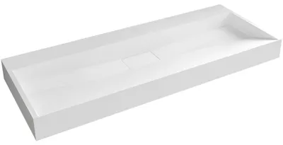 Zdjęcie produktu dla Umywalka z litego marmuru Vita – montaż na ścianie lub na blacie – biały, matowy – 100x46 cm
