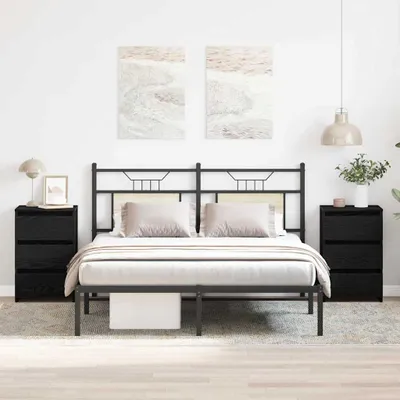 Immagine prodotto di Maison Exclusive - Comodino 2 pezzi effetto rovere nero 40 x 35 x 62,5 cm
