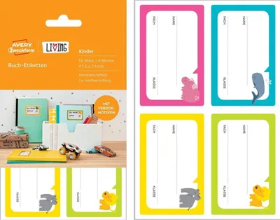 Produktbild von LIVING Kids 16x štítky na knihy 47,5x73mm