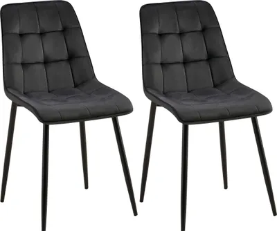 Produktbild von CLP 2er Set Esszimmerstuhl Gifford Samtbezug gepolstert mit Rückenlehne schwarz Material Samt