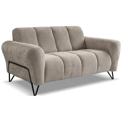 Produktbild von Sofa VOLARE - 2-Sitzer Couch - Moderner Polstersofa - Chenille Storm in Latte, dekorative schwarze Metallbeine